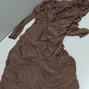 WIHOLL Women's Mesh Sheer Long Sleeve Ruched Mini Dress Sexy Bodycon Mock Neck Cocktail Party Club Spring Dresses 2026 (Large, 01 - Coffee)