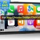 NHOPEEW [2+64G] Car Radio for Jeep/Chrysler/Dodge/Chevrolet - Wireless Carplay and Android Auto - 7 Inch Touch Screen Android Car Stereo with EQ Setting/WiFi/GPS/SWC + AHD Backup Camera