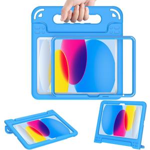 AVAWO Kids Case for New iPad (A16) 11th Generation 11 Inch 2025, iPad 10th Generation 10.9" 2022 with Built-in Screen Protector Durable Shockproof Lightweight Handle Cover for i Pad 11/10, Light Blue