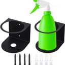 Gerrii 2 Pcs Spray Bottle Holder Brushed Stainless Steel Storage Rack Home Garage Solid Spray Can Holder Easy Install Wall Mount Craft Workspace Paint Bottle Rack with Hardware (Black)