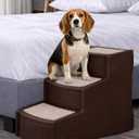 Pet Gear Easy Step III Pet Stairs, 3 Step for Cats/Dogs, Removable Washable Carpet Treads, for Pets Up to 150lbs, No Tools Required, Coffee Bean