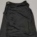 Milumia Women's Asymmetrical Neck Metal Sleeveless Ruched Tank Tops (Medium, Black)