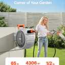 VEVOR Retractable Garden Hose Reel, 1/2 Inch x 65 ft Wall Mounted, Heavy Duty Garden Hose Reel with 9 Patterns Nozzle, Any Length Lock, Upgraded Slow Return System and 180Swivel Bracket