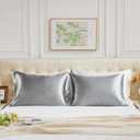 NEWCOSPLAY Satin Pillowcase Standard/Queen 2 Pack Skin & Hair Care Silky Pillow Cover with Envelope Closure(Silver Grey,20"x26")