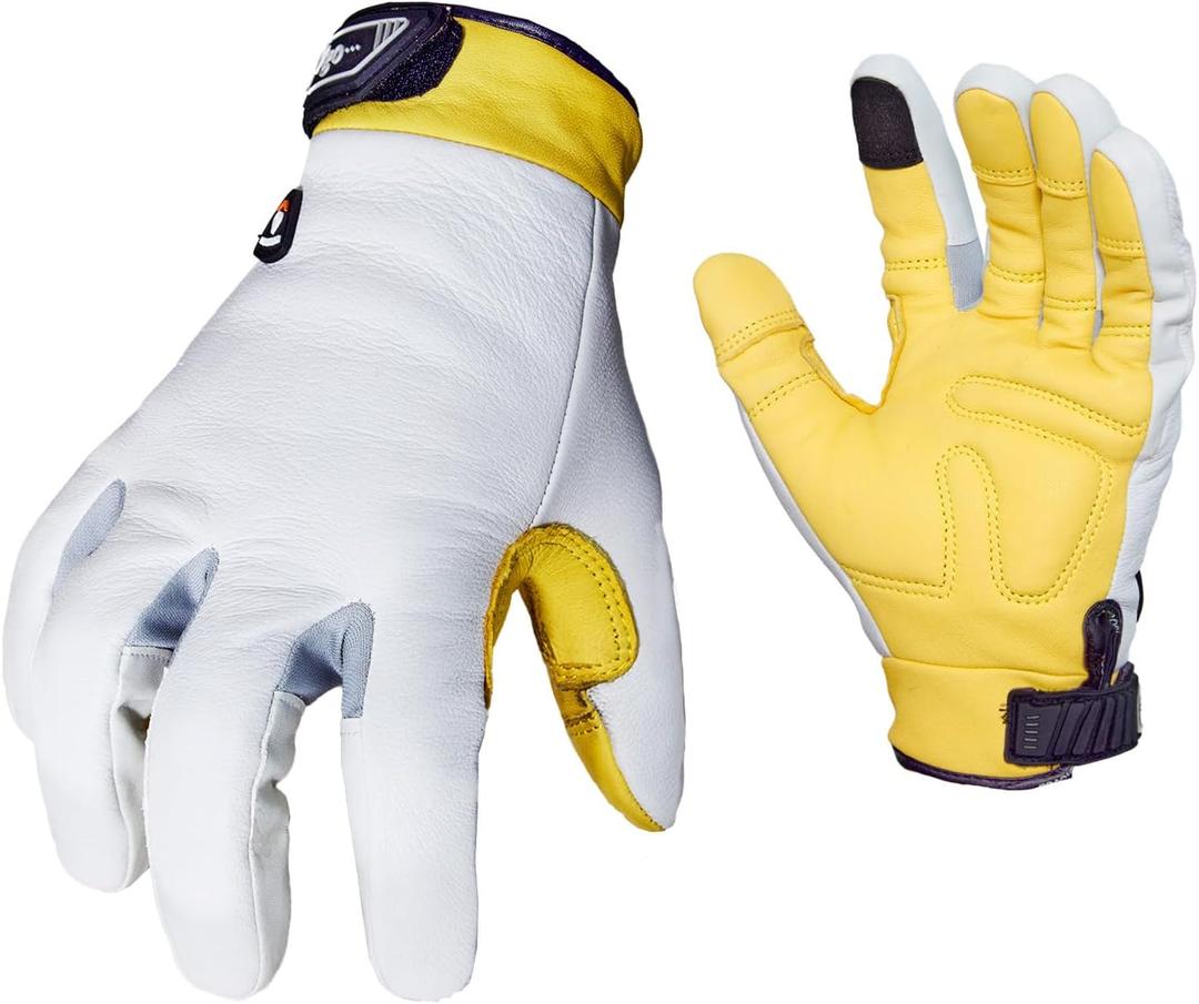 Vgo... Men's Winter Leather Work Gloves,Waterproof,Touchscreen,Impact Reducing,Anti-Vibration for Mechanics(GA7690FW)