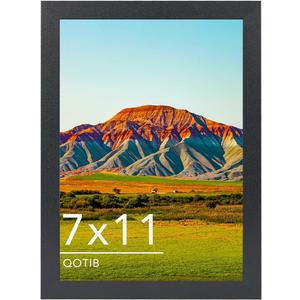 7x11 Picture Frame Black for Wall Mounting or Tabletop, Wood 7 x 11 Frame Photo Frame for Wall Hanging Horizontally or Vertically, Black, 1 Pack