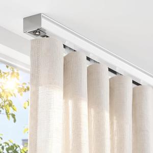 TEAKMAMA Aluminum Ceiling Curtain Track with Roller Hooks, White, 9ft-12ft
Heavy Duty Curtain Rail Set for Curtains, Drapes, Ceiling/Wall Mounted for Room Divider, Bedroom, Living Room, Glass Door