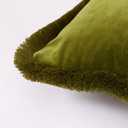 JUSPURBET Olive Green Decorative Velvet Fringe Throw Pillow Covers 18x18 Set of 2 Boho Soft Cushion Case for Home Decor Living Room Couch Sofa Bed