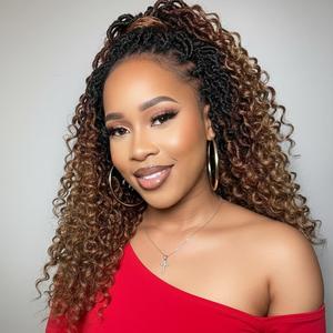 Fulcrum Goddess Locs Crochet Hair 14 Inch, 8 Packs New Faux Locs Crochet Hair for Black Women, Crochet locs with Curly Ends (14Inch (Pack of 8), 1B/30/27#)