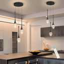 cenzoz 3-Lights Modern Pendant Lights for Kitchen Island LED Dimmable Crystal Glam Ceiling Pendant Lighting Chandelier for Dining Room Hallway Bedroom Corner Lamp Black, 3 Lights Rectangular
