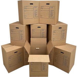 Uboxes Moving Boxes with Handles, 10 Premium Large, 18 x 18 x 24, Brown, BOXINDSLAR10