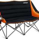 Camping Chairs Oversized Camping Chair Portable Double Camping Chair for Adults Heavy Duty Folding Chair Support 700LBS with Cup Holders & Large Side Organizer Pockets for Camping/Car Trunk/Campfires (Thick Orange)