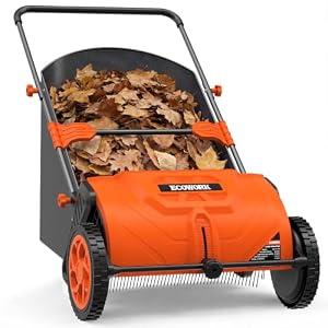 ECOWORK Push Lawn Sweeper 26 Inch with 4 cu. ft. Tear-Resistant Hopper Bag