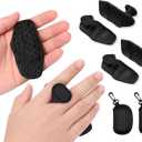 4 PCS Weight Lifting Grips for Deadlifts Powerlifting Strength Training with Storage Bag Ergonomic Rubber Hand Protector Gloves for Men and Women (Black)