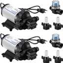 Dreyoo 2 Pack Water Pressure Booster Pump 115V 4 GPM 45 PSI, Industrial Self Priming Water Diaphragm Pump with Power Plug, Fittings Strainer Filter for RV/Caravan/Marine/Garden Irrigating