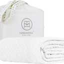 Threadmill Luxury Cotton Blankets for Queen Size Bed | All-Season 100% Cotton Queen Size Blanket | Criss Cross Jacquard Cozy Lightweight, Soft Breathable Coverlet fits Full Size Bed, 90x92 | White