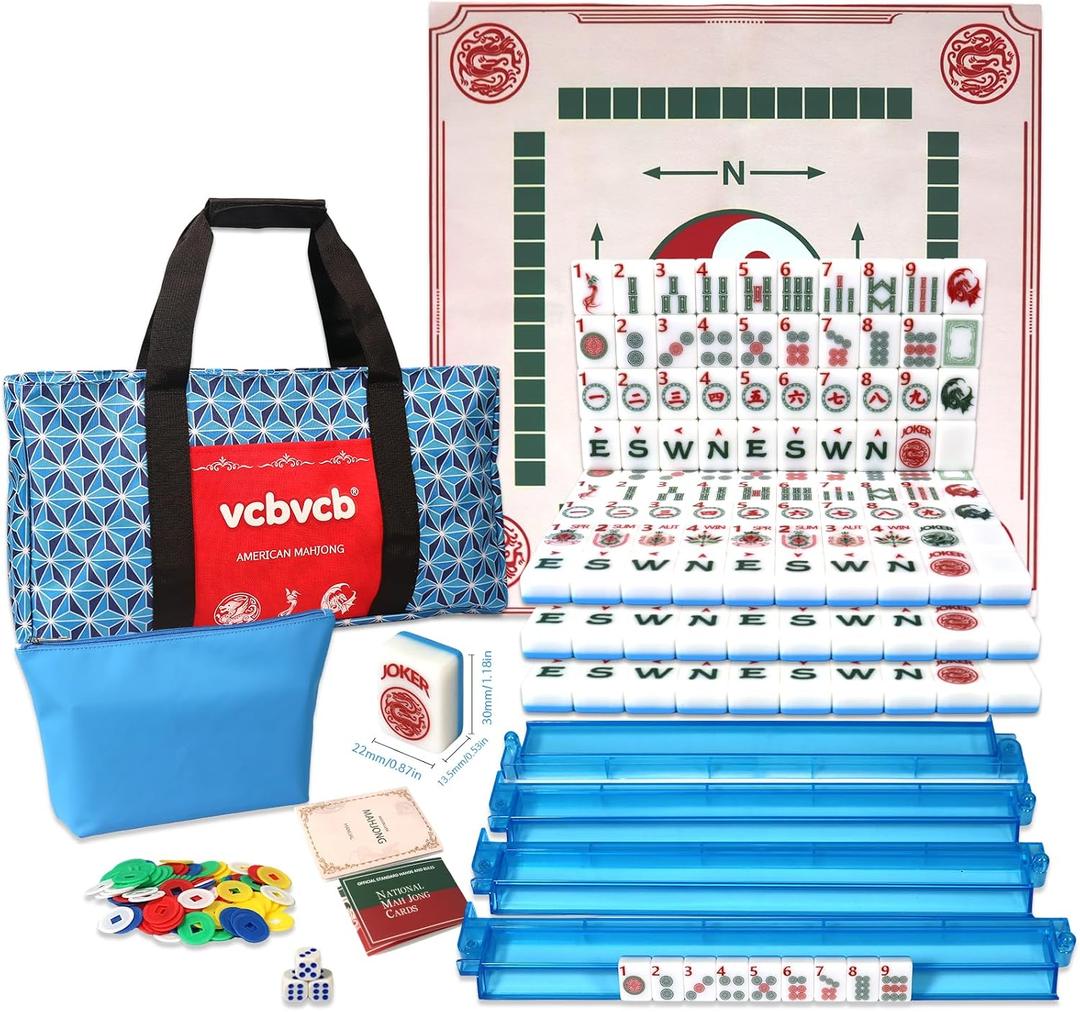 160 Pcs American Mahjong Tile Set | Elegant Vintage Luxury Style with Blue Back Mahjong Tiles