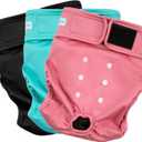 Paw Legend Washable Reusable Female Dog Period Diapers for Heat Doggie Puppy Diapers for Female Dogs (3 Pack,Medium) (Medium (15''-17'' Waist), Cheerful (Black Lining))