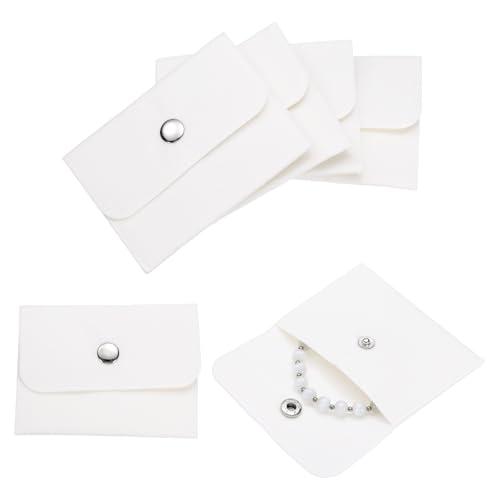 12 Pcs Velvet Jewelry Pouches with Snap Button 3x3.9 Inch,Soft Jewelry Pouches Storage Bags Small Velvet Gift Bags Fit for Rings Necklace Bracelet, White