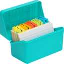 H4D 3x5 Index Card Holder with 100 Heavyweight Ruled Index Cards and 25 Plastic Dividers, Teal