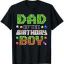 Dad Of The Birthday Boy Game Pixel Number Birthday Party T-Shirt Size 2 XL