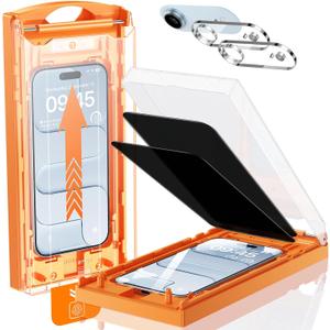 UNBREAK TOP 9H+ Glass 2+2 Packs for iPhone Air Privacy Screen Protector with Camera Lens Protector [Zero Bubble][10X Military Protection] 17 Air 6.5" Tempered Glass Full Edge Coverage,Case-Friendly