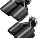 LCGP 2 Pack Carbon Fiber Exhaust Tip 3" Inlet to Dual 3.5" Outlet 9.8" Long Black Stainless Steel Y Pipe Tailpipe tip