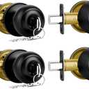 Plustool 2 Pack Front Door Lock Set Matte Black,Exterior Door Lock Set with Deadbolt,Single Cylinder Deadbolt Lock and Door Knob Set,Keyed Alike Door Knobs with Lock&Keys,Round Ball Entry Door Lockset