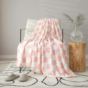 MERRYLIFE Checkered Throw Blanket Knitted Double-Side Checkerboard Grid Ultra-Plush Soft Fuzzy Cozy Blanket for Couch Chair Bed Travel (Black&White-1, 60x90inch)