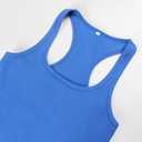 GEMBERA Womens Ribbed Knit Square Neck Racerback Sleeveless Fitted Basic Work Out Tank Top Shirt (Blue, XL)