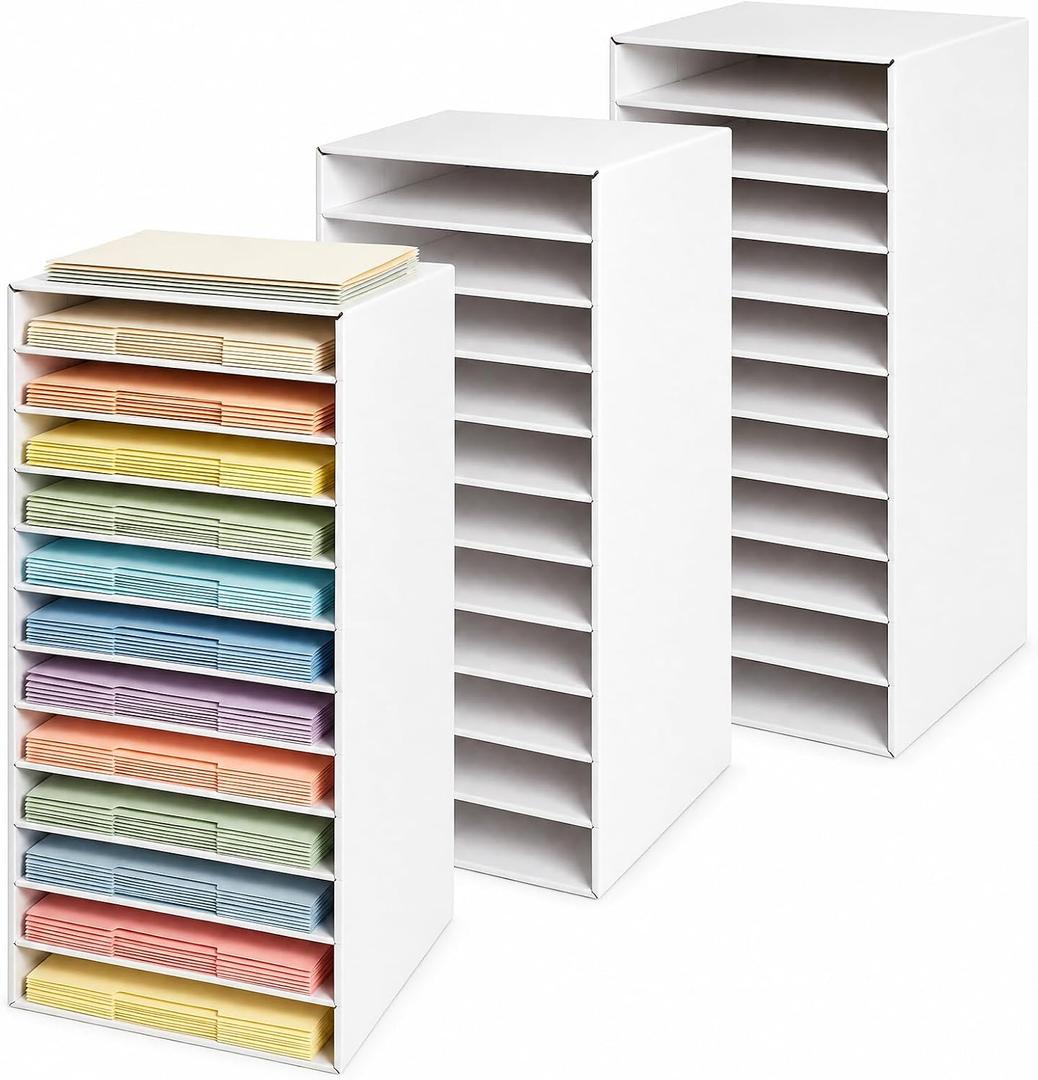 Wesiti 3 Pack White Classroom Mailboxes Bulk, 12 Slot Paper Organizers