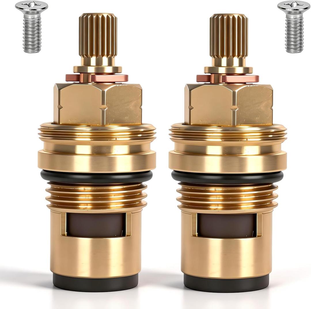 Ceramic Faucet Cartridge Replacement 2-Pack, Compatible with Grohe 45882000 45883000, 1/2" Brass Cartridge for Cold & Hot Water, Fits Kitchen Bathroom Shower Faucets