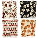 Abbylike 4 Pcs Floral Makeup Bag Corduroy Cosmetic Bag with Zipper Portable Small Pouches for Purse Toiletry Mini Pouch Cute Mini Makeup Purse for Coin Essentials Items Women(Classic)