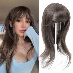 Hair Topper 18 inch Toppers Hair pieces for Women with Thinning hair 4"5" Comfortable Base Hairtopper Clip in Bangs (Rich Brown)