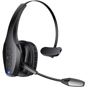 Trucker Bluetooth Headset, Wireless Headset with Mic, Bluetooth Headsets with Dual Noise Cancelling Microphone & Mute Button, 55Hrs Working Time PC Headsets for Cell Phones, Computer, Truck Driver