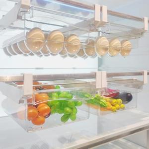 URALFA 2 Pack Fridge Drawer Organizer, 11-20 Inches Adjustable Refrigerator Drawers for Fruit and Vegetable, Fridge Organization and Storage Box, Pull Out Drawer Fit for Fridge Shelf Under 1.1"