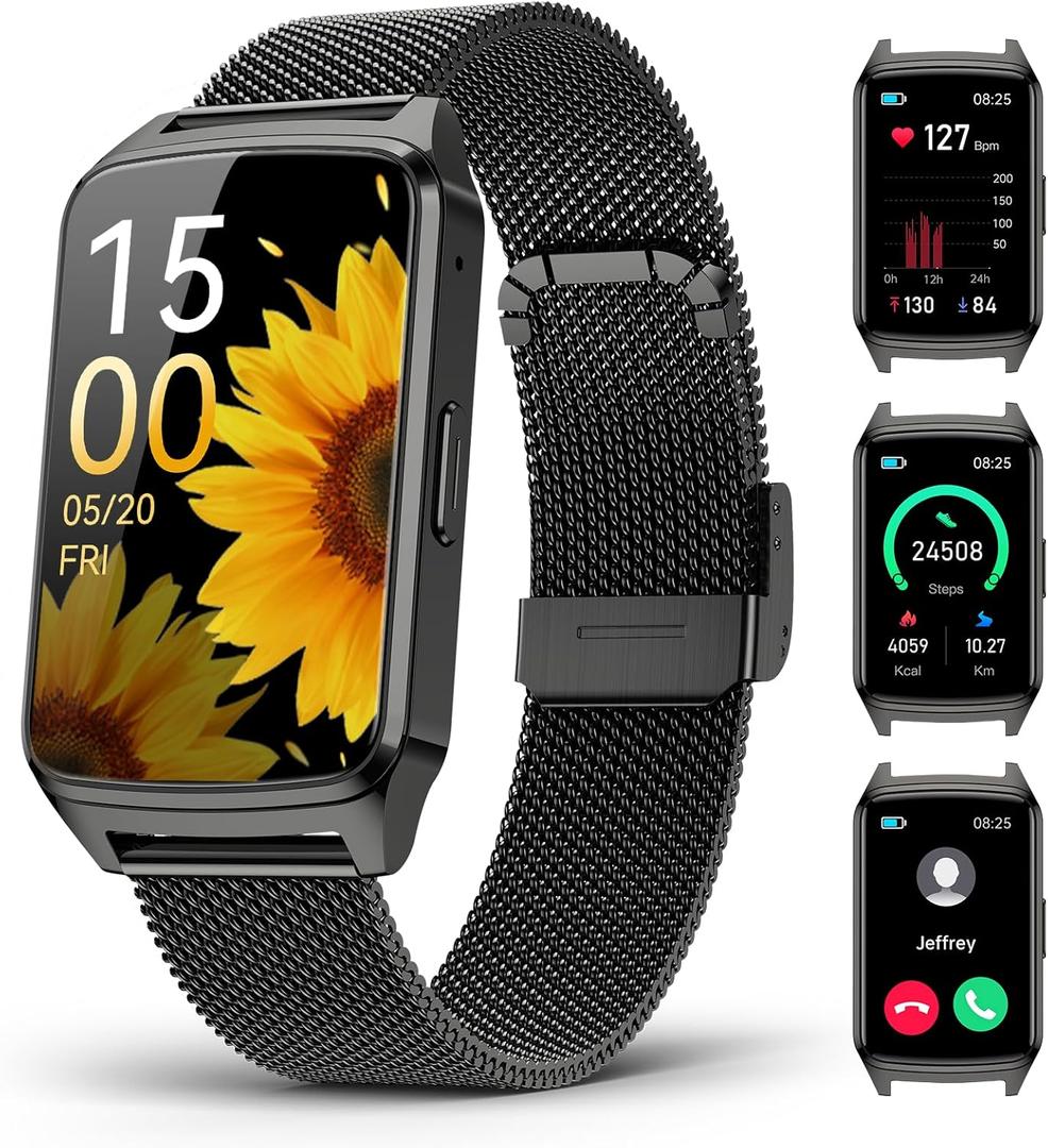 Fitness Tracker Watch for Women Men, Step Counter Compatible with iPhone Android, IP68 Waterproof Activity Tracker with Sleep Monitor, 110+ Sports Pedometer (ObsidianBlack, 1.57)