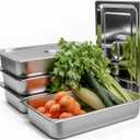 4 Pack Stainless Steel Hotel Pan 1/1 Full Size x 4" Deep Steam Table PAN 0.8 mm Thick with Lid Anti Jam PAN Stainless Steel Steamer 20.8 x 12.8 x 4 inch for Hotel Restaurant Buffet