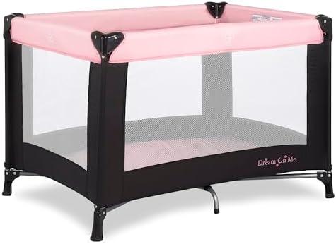 Dream On Me Nest Portable Playard , Award-Winning Lightweight Travel Playpen for Baby. Quick Fold, Mesh Sides, Foldable Mattress Pad, No-Tool Assembly, Meets ASTM/CPSC Standards -Pink