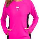Halcurt Women's Long Sleeve Swim Shirt UPF 50+ Rash Guard Top L