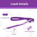 2 x Reflective Dog Leash Fix Length, Waist for Dog Walking, Running for Small &Medium Dogs with Reflective Strips Purple