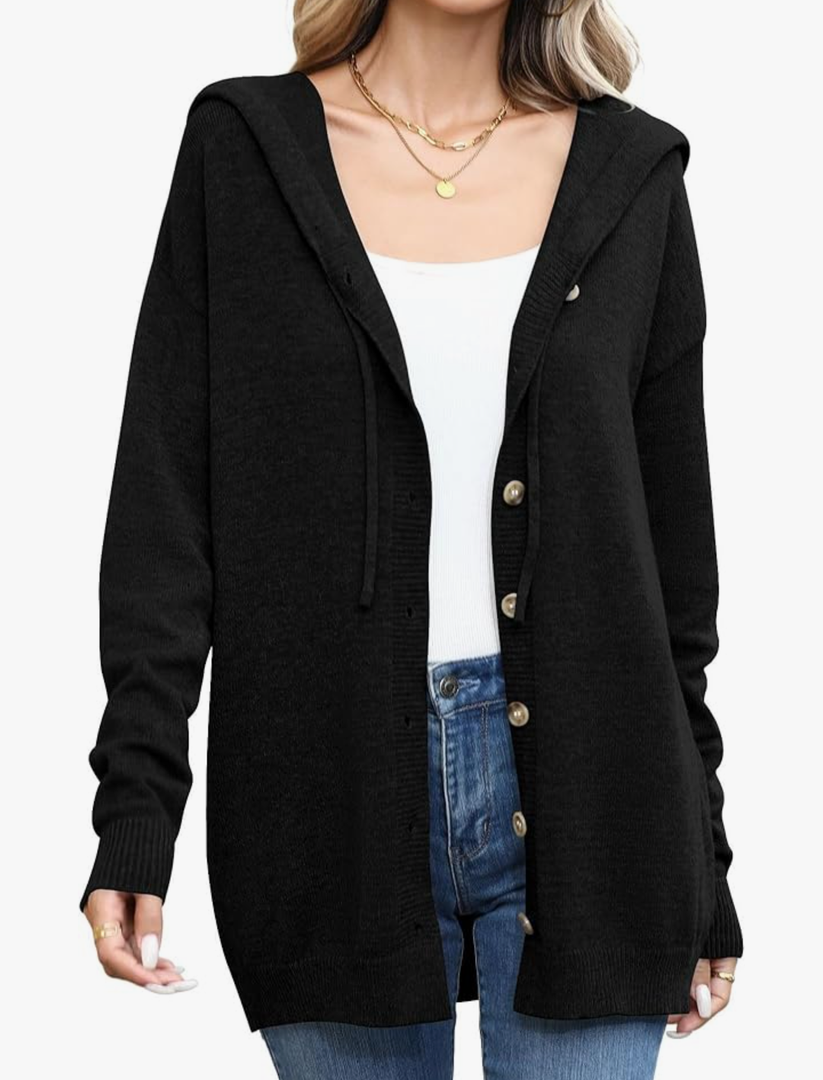 TASAMO Women's Button Down Hoodie Cardigan Sweaters Long Sleeve Fall Fashion Open Front Knit 2025 Winter Outerwear Coats, XL