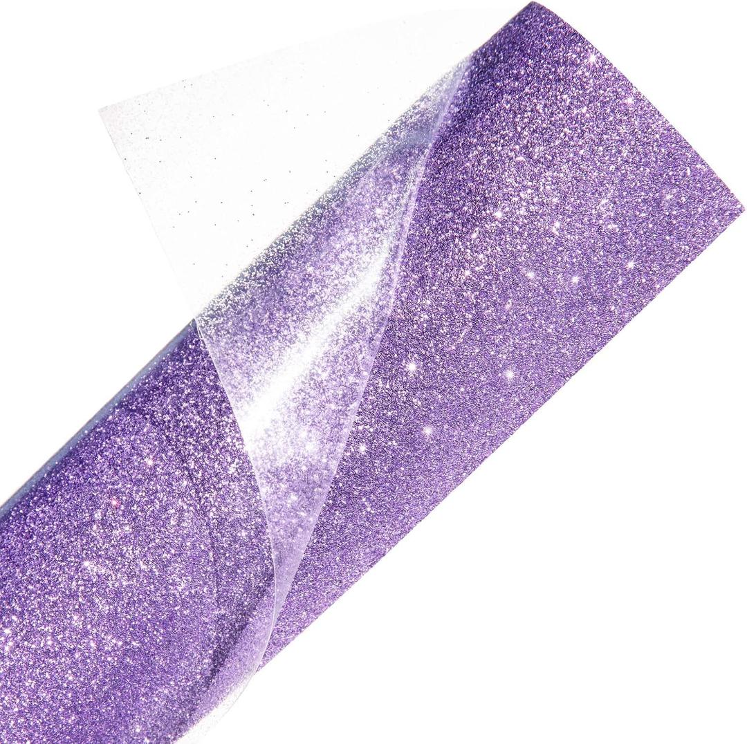 GIRAFVINYL Purple Glitter HTV Vinyl, Iron on Vinyl Heat Transfer Vinyl 12" x 8FT - Purple Glitter Vinyl for T-Shirts, Garments, Bags and Other Fabric, Sparkle