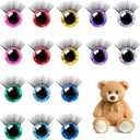 HINZIC 64PCS 20MM Safety Glitter Toy Eyes with Eyelash 3D Doll Eyes for DIY Tedding Puppet Bear Stuffed Animal Craft Wedding Birthday Rave Halloween Costume Crocheting Making(Mix Colors) (20MM Doll Eyes with Eyelash)