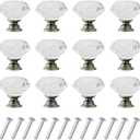 12 Pack Drawer Knobs Diamond Shaped Crystal Glass 30mm Cabinet Knobs Pull Handles (Bronze)