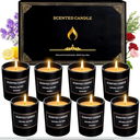8 Pack Scented Candles Set for Men&Women, Aromatherapy Soy Candles for Home Scented, Holiday Candles Black Mens Candle Gift Set for Christmas, Birthday, Anniversary