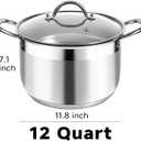 Kirecoo Stainless Steel Stock Pot - 12 Quart Heavy Duty Stock Cooking Pot with Visible Lid for Pasta, Soup, Spaghetti, Nonstick Thick Bottom Big Stockpot, Cookware for Canning, Boiling, Simmer