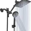 Shower Head 10‘’ High Pressure Rainfall Shower Head/Handheld Shower Combo with 11'' Extension Arm, 9 Settings Anti-leak Head with Holder, Height/Angle Adjustable, Chrome, Matte Black