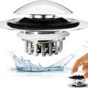 Bathtub Drain Stopper, Pop Up Tub Drain Hair Catcher, Bath Tub Drain Plug and Cover for 1.45-1.8in Drain Hole, Replaces Lift and Turn, Tip Toe or Trip Lever, Silver