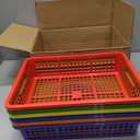 Fun Express Stackable Storage Bins 13x9.75x3 Inch - 6 Pack Colorful Plastic Storage Baskets with Handles for Classroom Organization | Paper Trays for Teachers, Office Storage & Home Organizing